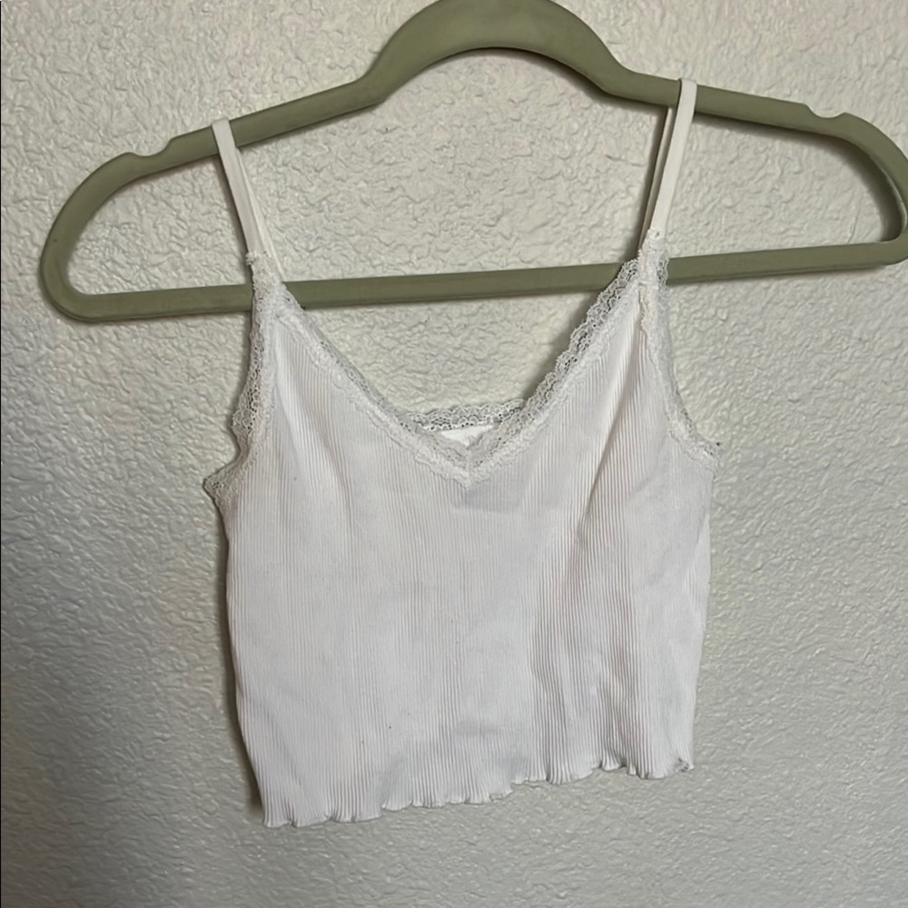 White Lace Trim Brandy Tank